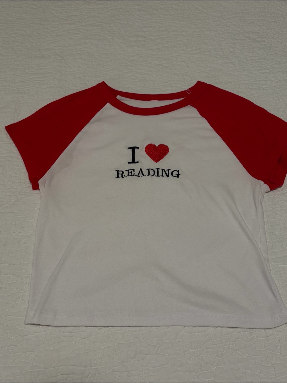 I Heart Reading Raglan Tee - White & Red